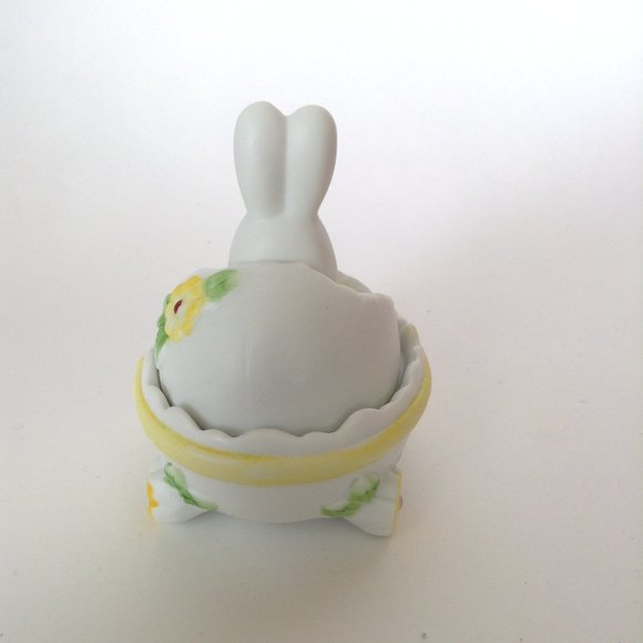 Vintage Lefton China Bunny Easter Egg Lidded Trinket Box Dish Hand Painted - Picture 4 of 8